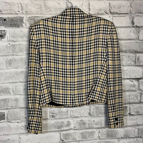 Vintage 80s 90s Jones New York Double Breasted Plaid Cropped Blazer - Picture 5 of 12